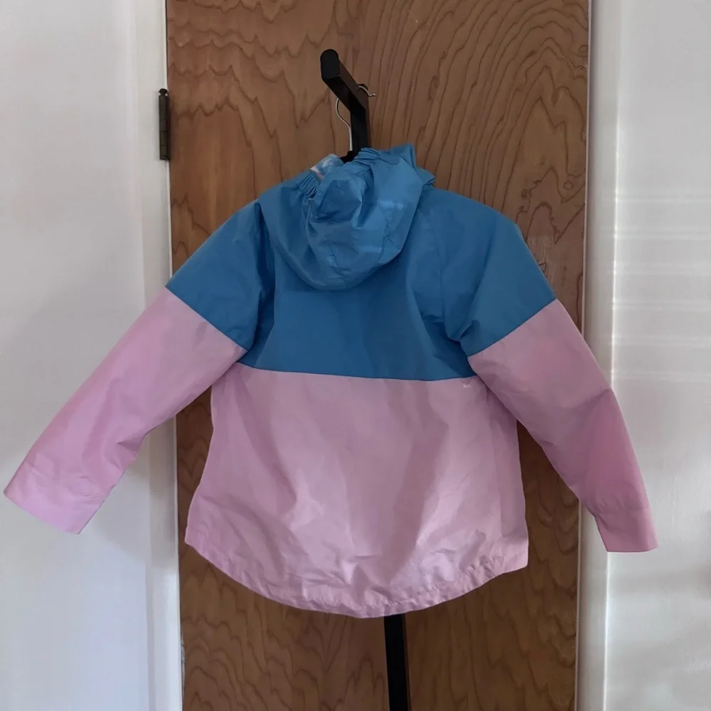 Eddie Bauer Blue and Pink Kids' Waterproof Hooded Raincoat XS(5/6)